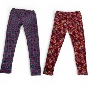 LuLaRoe women Leggings - Blue and Red Patterns